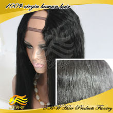 TBW new products #1 jet black u part wig yaki straight middle parting wholesale u part wigs